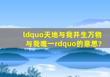 “天地与我并生,万物与我唯一。”的意思?