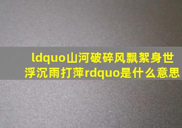 “山河破碎风飘絮,身世浮沉雨打萍”是什么意思