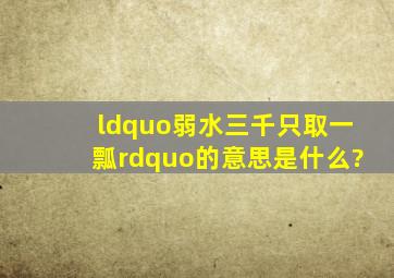 “弱水三千只取一瓢”的意思是什么?