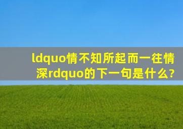 “情不知所起而一往情深”的下一句是什么?