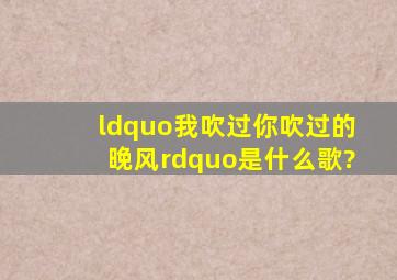 “我吹过你吹过的晚风”是什么歌?