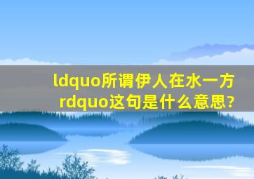 “所谓伊人,在水一方”,这句是什么意思?