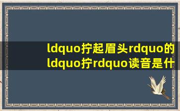 “拧起眉头”的“拧”读音是什么?