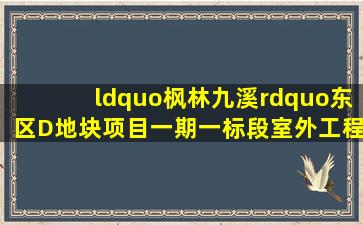 “枫林九溪”东区D地块项目(一期)一标段室外工程澄清变更公告