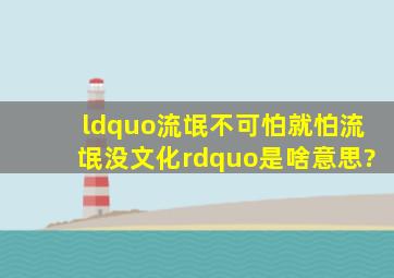 “流氓不可怕,就怕流氓没文化。”是啥意思?