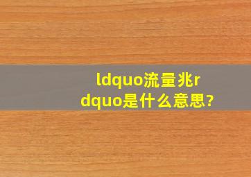 “流量兆”是什么意思?