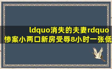 “消失的夫妻”惨案,小两口新房受辱8小时,一张低保卡暴露凶手