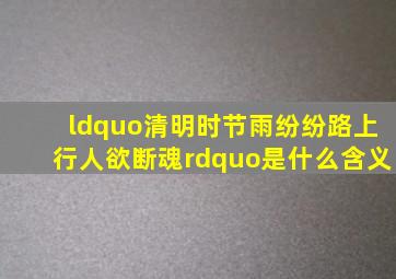 “清明时节雨纷纷路上行人欲断魂”是什么含义(