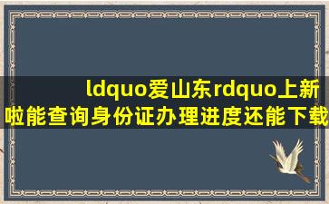 “爱山东”上新啦,能查询身份证办理进度还能下载证件照片!