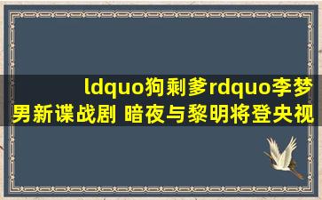 “狗剩爹”李梦男新谍战剧 《暗夜与黎明》将登央视“抠门老汉”变身公...