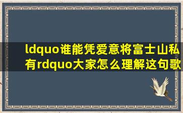 “谁能凭爱意将富士山私有”大家怎么理解这句歌词【富士山下吧】