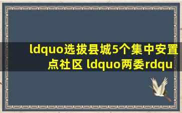 “选拔县城5个集中安置点社区 “两委”班子储备人选”待遇怎么样,有...