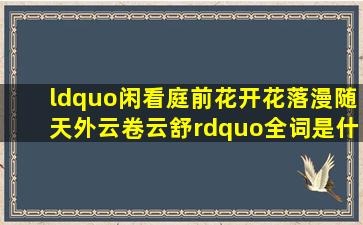 “闲看庭前花开花落,漫随天外云卷云舒”全词是什么?