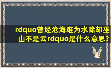 ”曾经沧海难为水,除却巫山不是云”是什么意思?