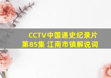 《CCTV中国通史纪录片》第85集 江南市镇(解说词)