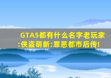 《GTA5》都有什么名字老玩家:侠盗,萌新:罪恶都市后传!