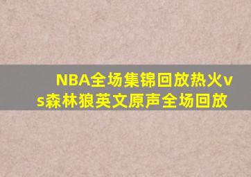 《NBA全场集锦》【回放】热火vs森林狼英文原声全场回放