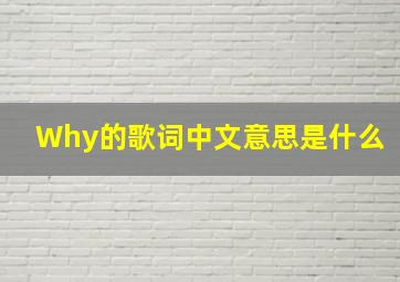 《Why》的歌词中文意思是什么