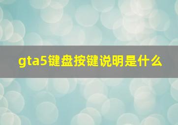 《gta5》键盘按键说明是什么 