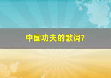 《中国功夫》的歌词?