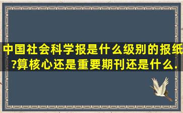 《中国社会科学报》是什么级别的报纸?算核心还是重要期刊,还是什么...