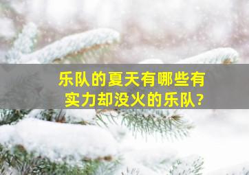 《乐队的夏天》有哪些有实力却没火的乐队?