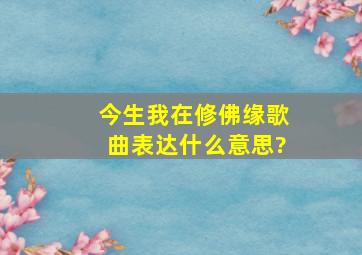 《今生我在修佛缘》歌曲表达什么意思?