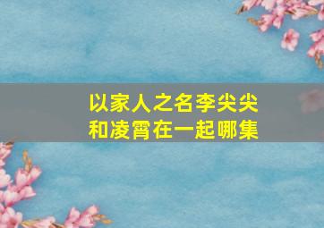 《以家人之名》李尖尖和凌霄在一起哪集(