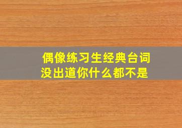 《偶像练习生》经典台词没出道你什么都不是 