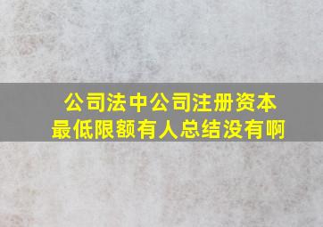 《公司法》中公司注册资本最低限额有人总结没有啊