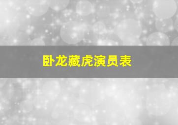 《卧龙藏虎》演员表