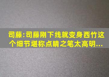 《司藤》:司藤刚下线就变身西竹,这个细节堪称点睛之笔,太高明...