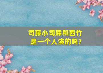 《司藤》小司藤和西竹是一个人演的吗?