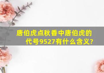 《唐伯虎点秋香》中唐伯虎的代号9527有什么含义?