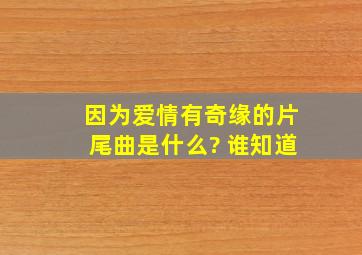 《因为爱情有奇缘》的片尾曲是什么? 谁知道