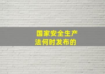 《国家安全生产法》何时发布的 