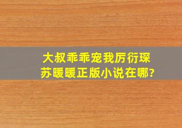 《大叔乖乖宠我》厉衍琛苏暖暖正版小说在哪?