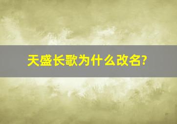 《天盛长歌》为什么改名?