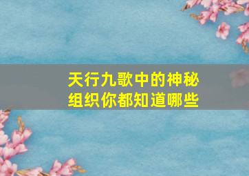 《天行九歌》中的神秘组织你都知道哪些(