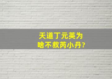 《天道》丁元英为啥不救芮小丹?