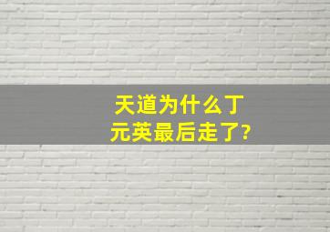 《天道》为什么丁元英最后走了?