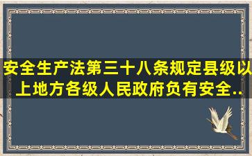 《安全生产法》第三十八条规定,县级以上地方各级人民政府负有安全...