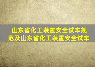 《山东省化工装置安全试车规范》及《山东省化工装置安全试车