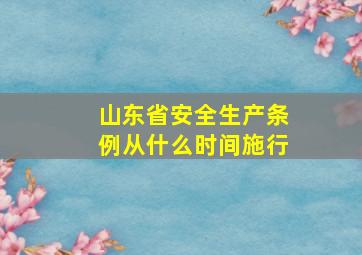 《山东省安全生产条例》从什么时间施行(