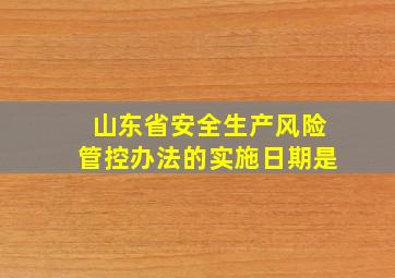 《山东省安全生产风险管控办法》的实施日期是()