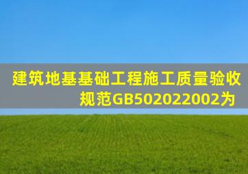 《建筑地基基础工程施工质量验收规范》GB502022002为