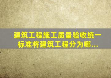 《建筑工程施工质量验收统一标准》将建筑工程分为哪...