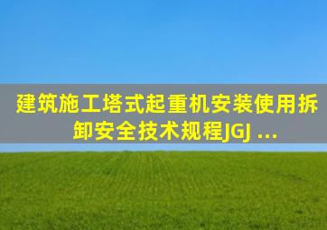 《建筑施工塔式起重机安装、使用、拆卸安全技术规程》(JGJ ...