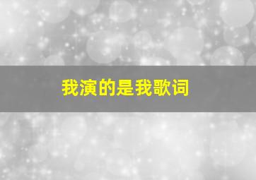 《我演的是我》歌词