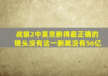 《战狼2》中吴京删得最正确的镜头,没有这一删就没有56亿